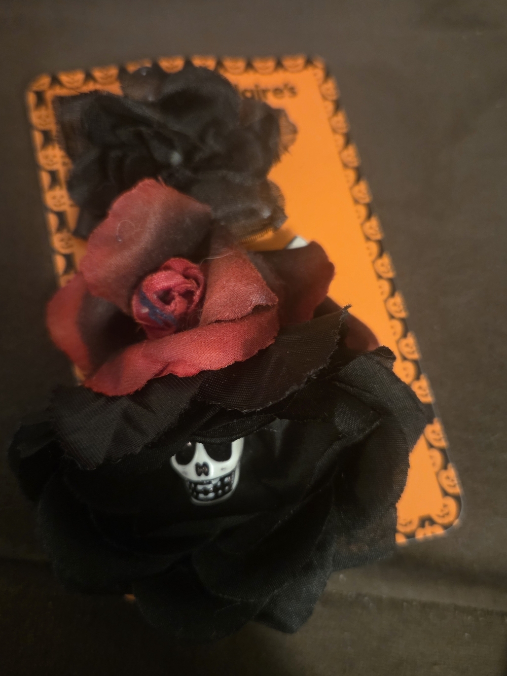 Claire's Black and Red Floral Skull Hair Clips - Kids Accessories